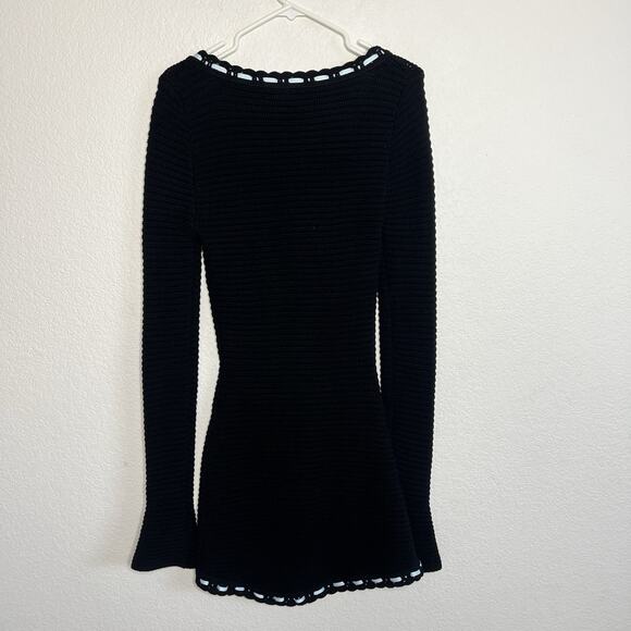 For Love And Lemons Olina Crochet Mini Dress Medium Black Y2K Gothic Fairy - Picture 9 of 12